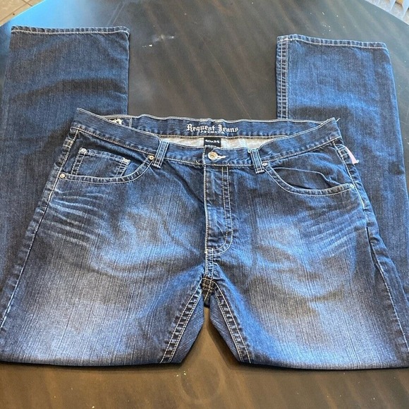 Request Mens Premium Jeans 100%‎ Cotton Blue Wash 40x34 Designed Back Pockets - Picture 1 of 8